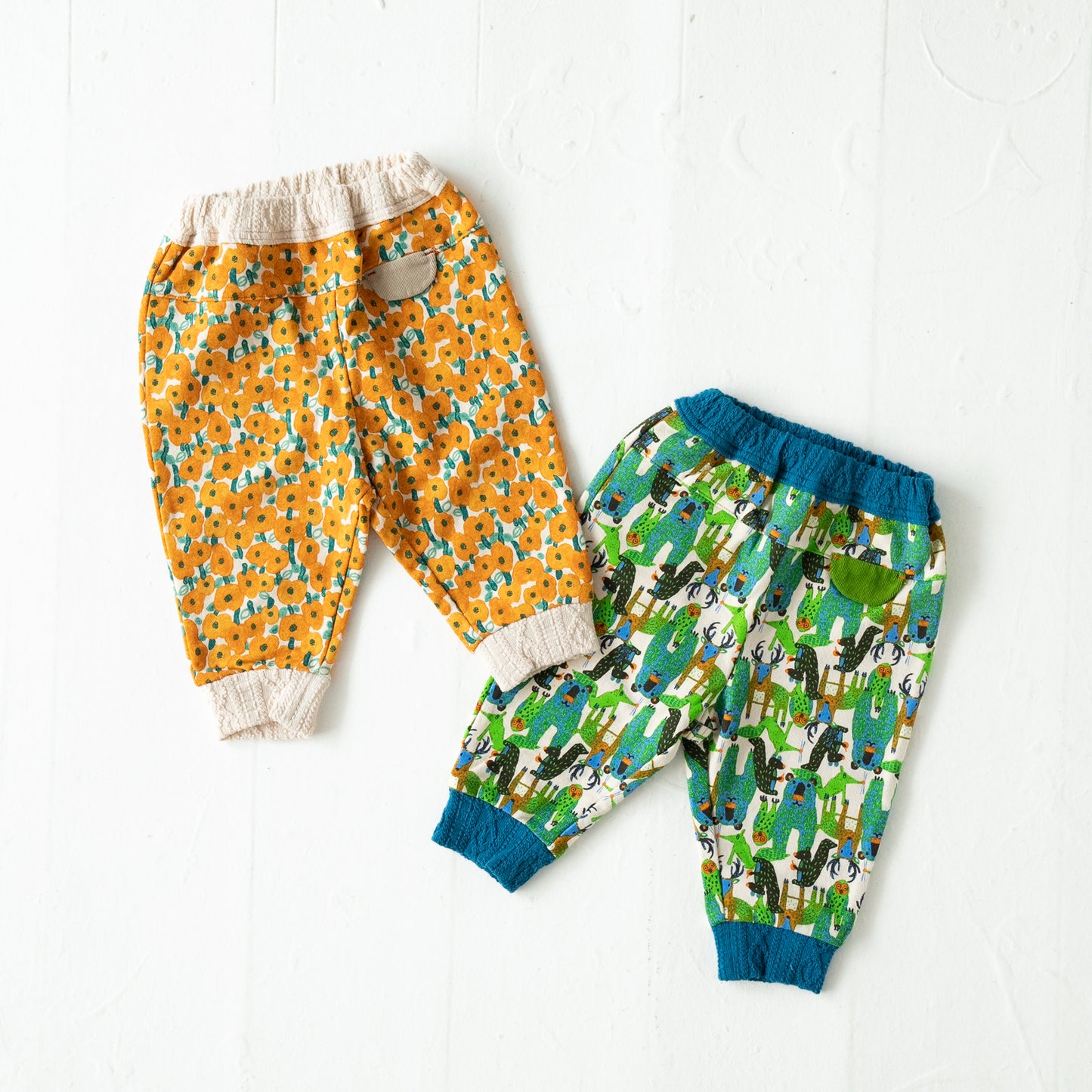 アートプリントベビーリブパンツ GREEN