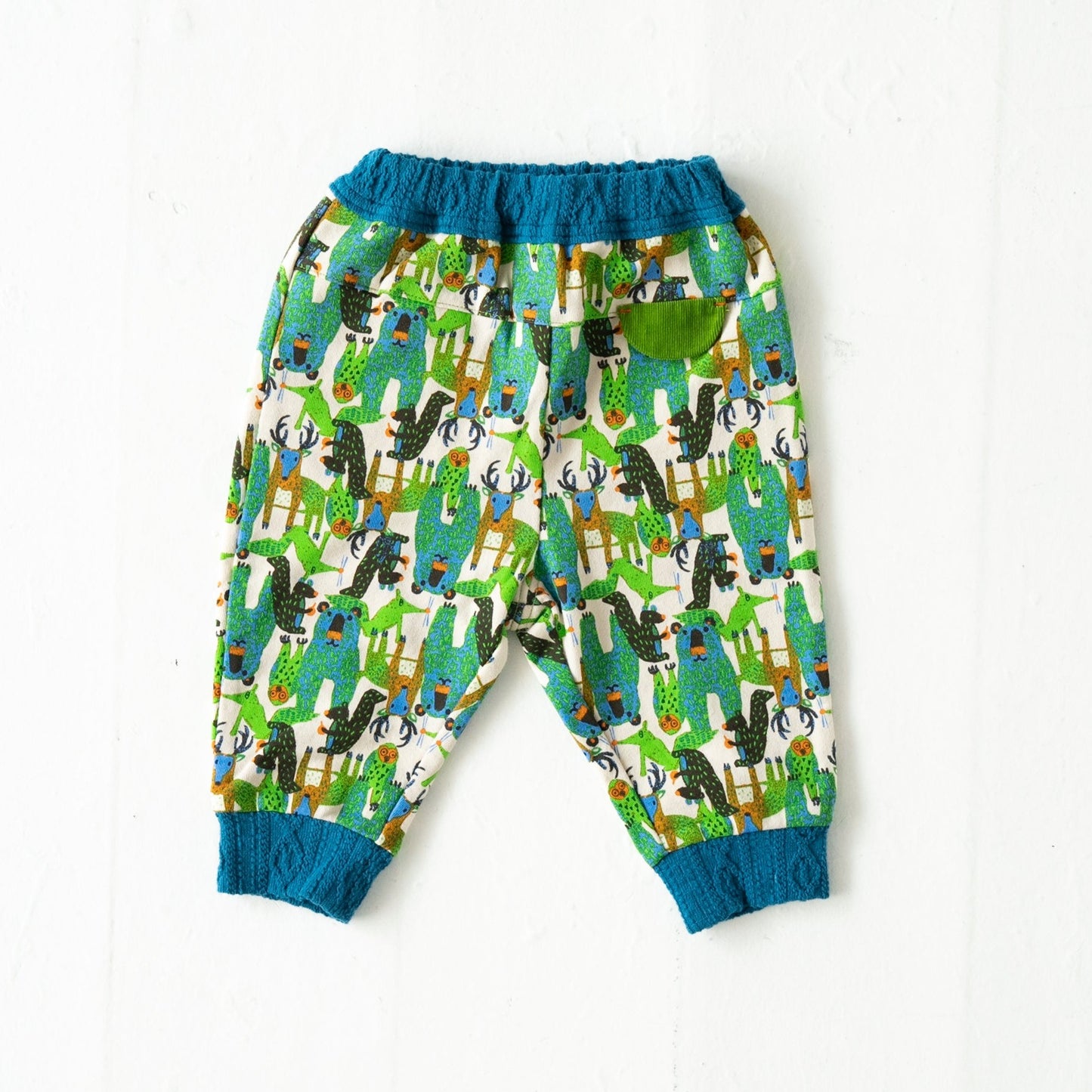 アートプリントベビーリブパンツ GREEN
