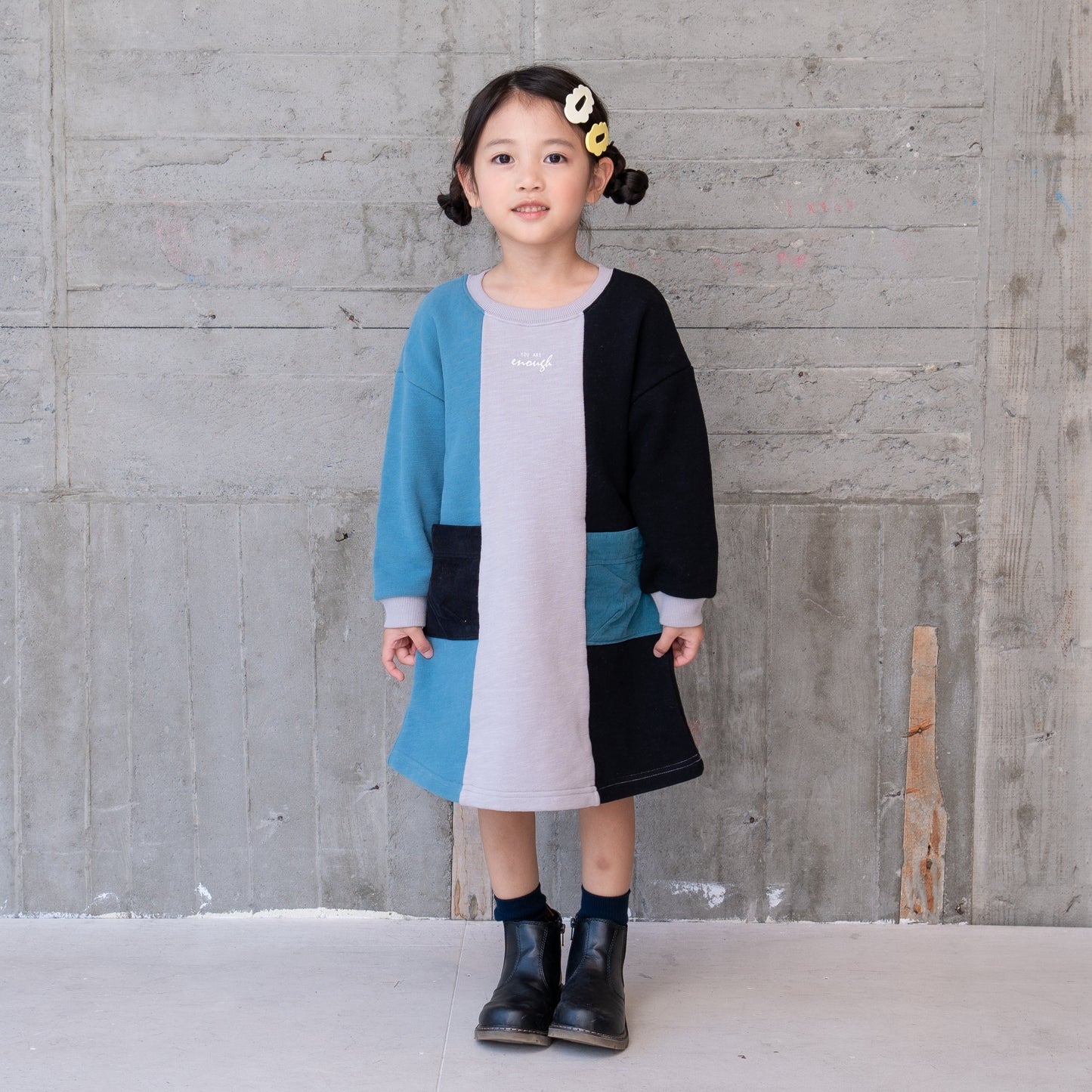 裏毛パッチワークワンピース GREY