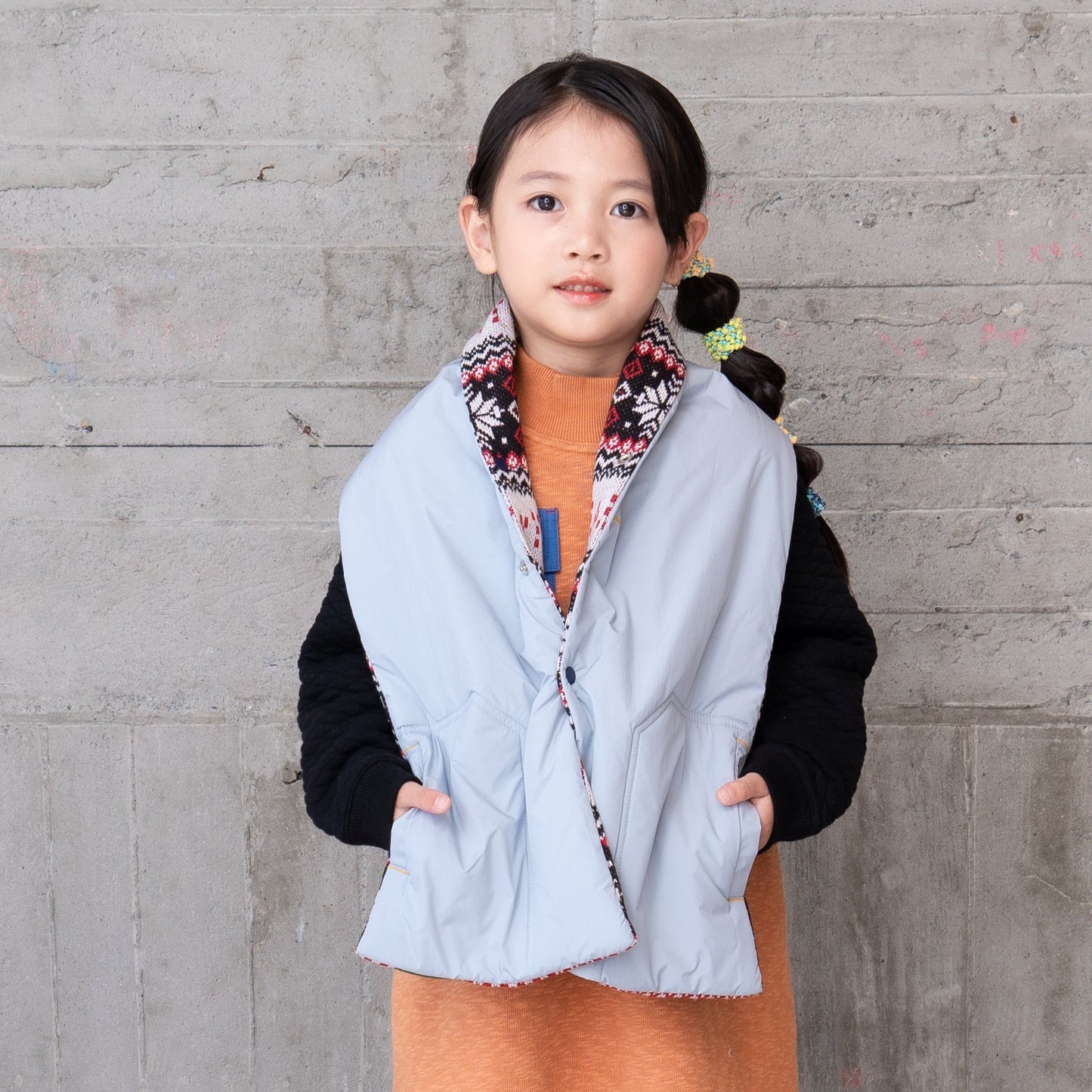 リバーシブル中綿ストール GREY