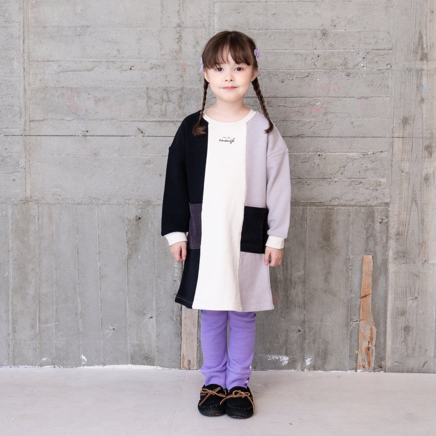 裏毛パッチワークワンピース OFF-WHITE