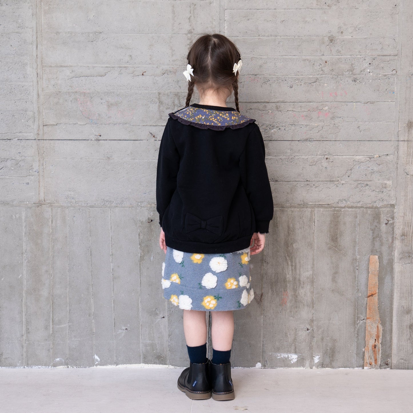 裏毛フェイクカラートレーナー BLACK