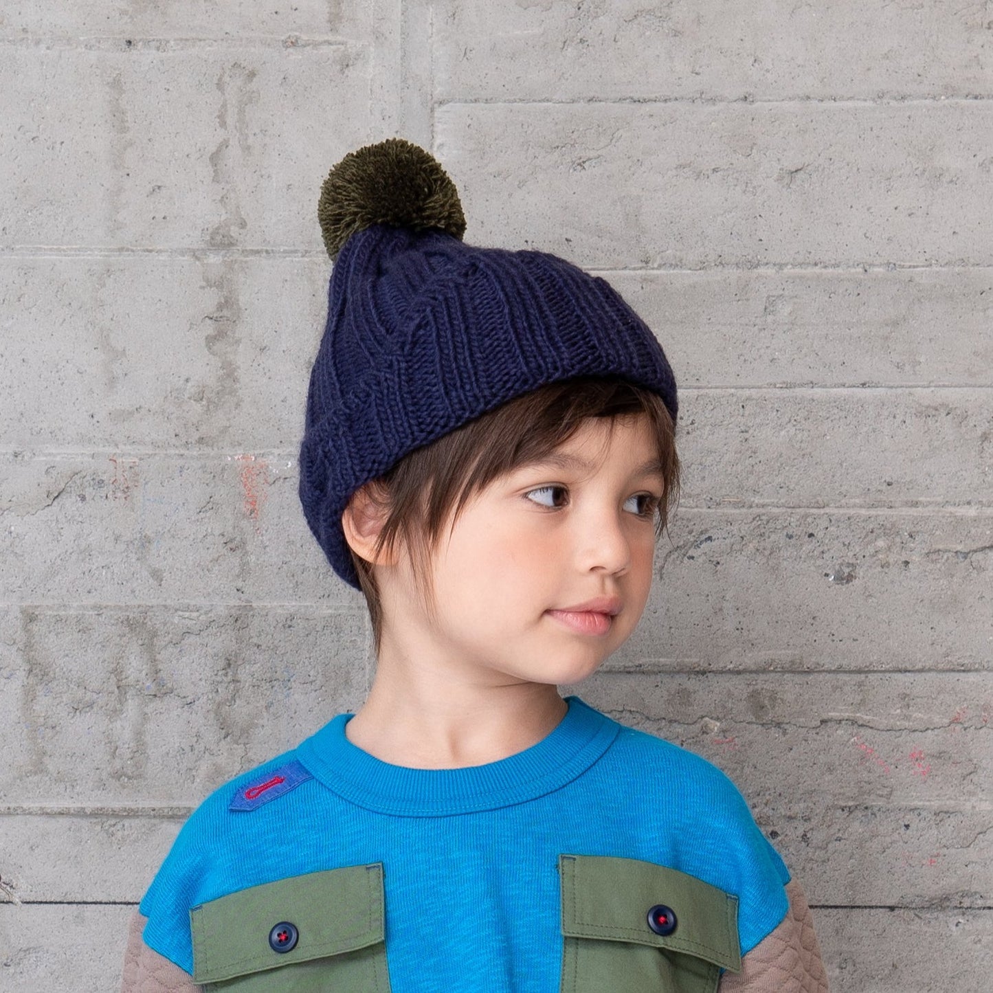 ぼん天ニットキャップ NAVY