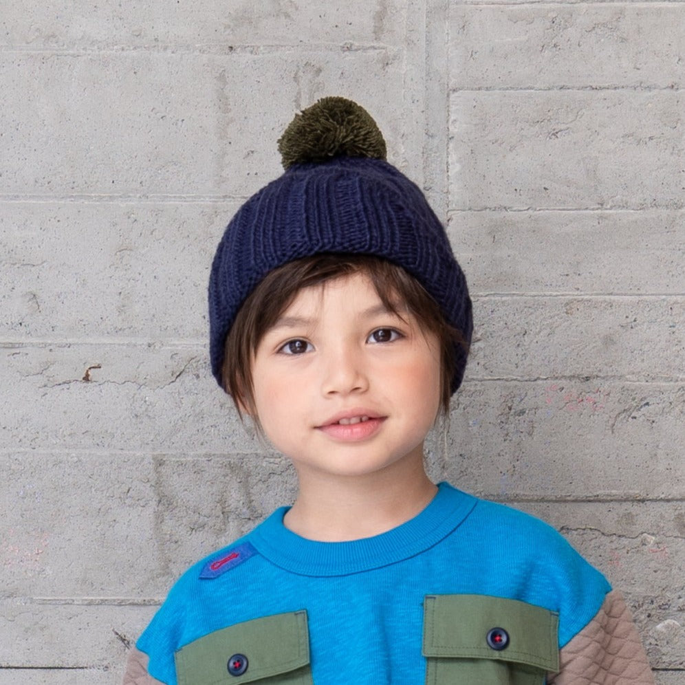 ぼん天ニットキャップ NAVY