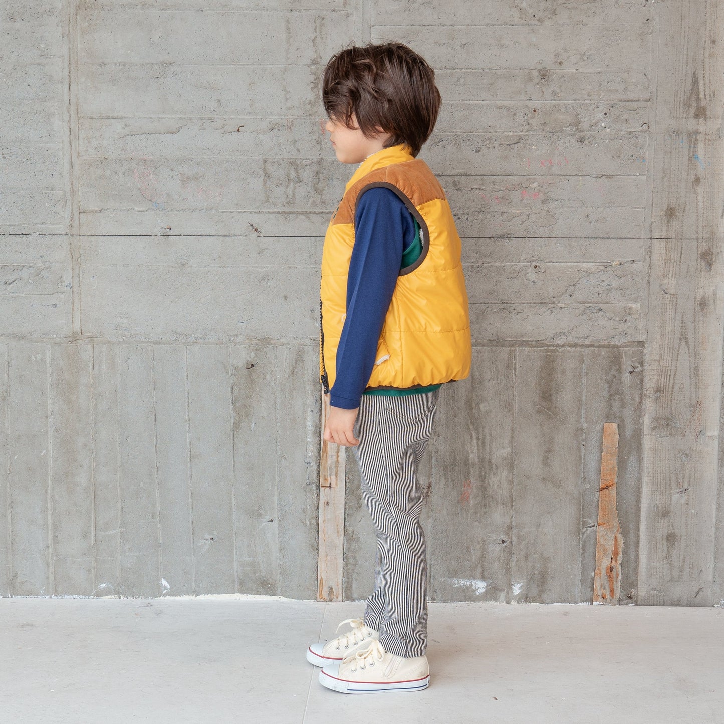 リバーシブル切り替えナイロンベスト YELLOW