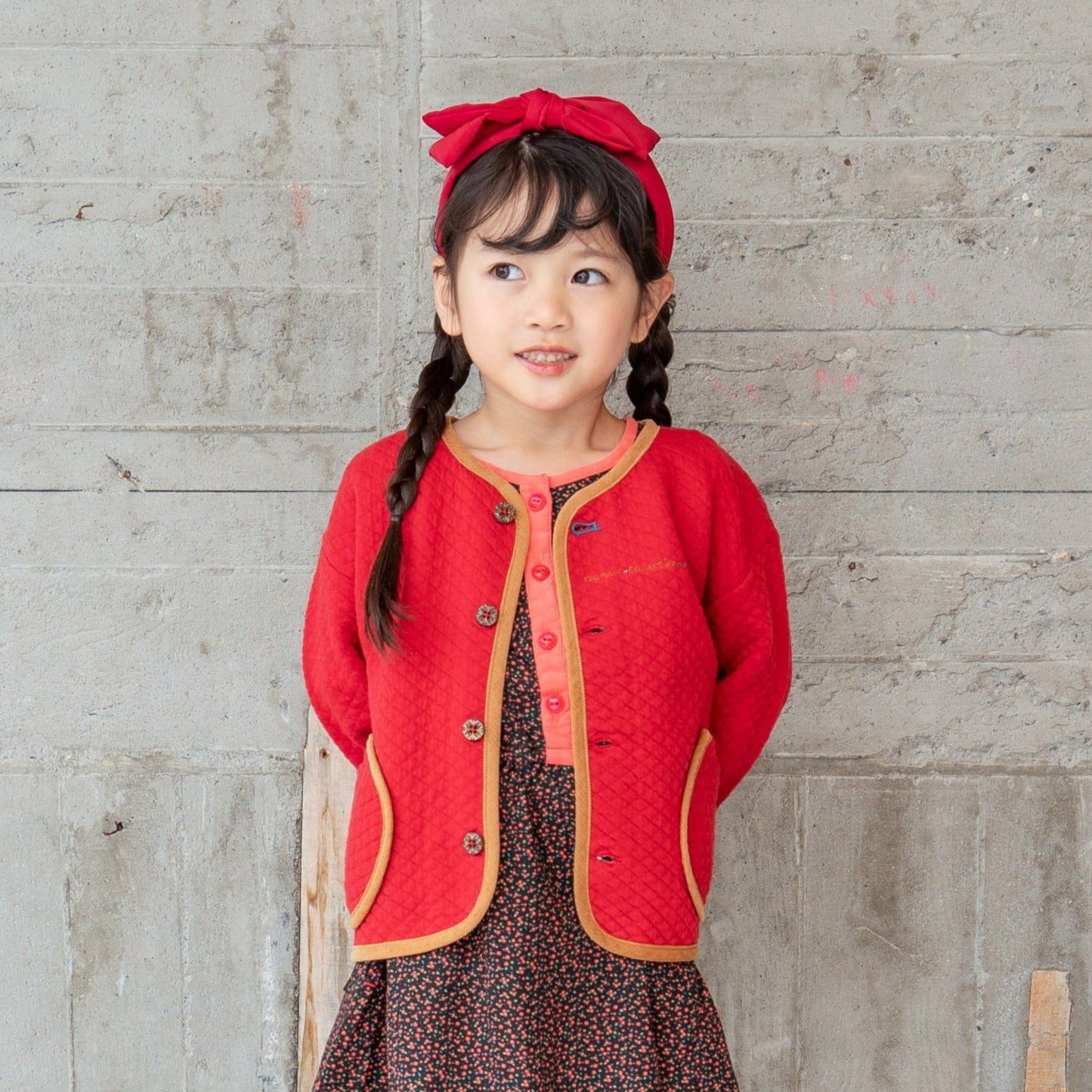 ニットキルトカーディガン RED