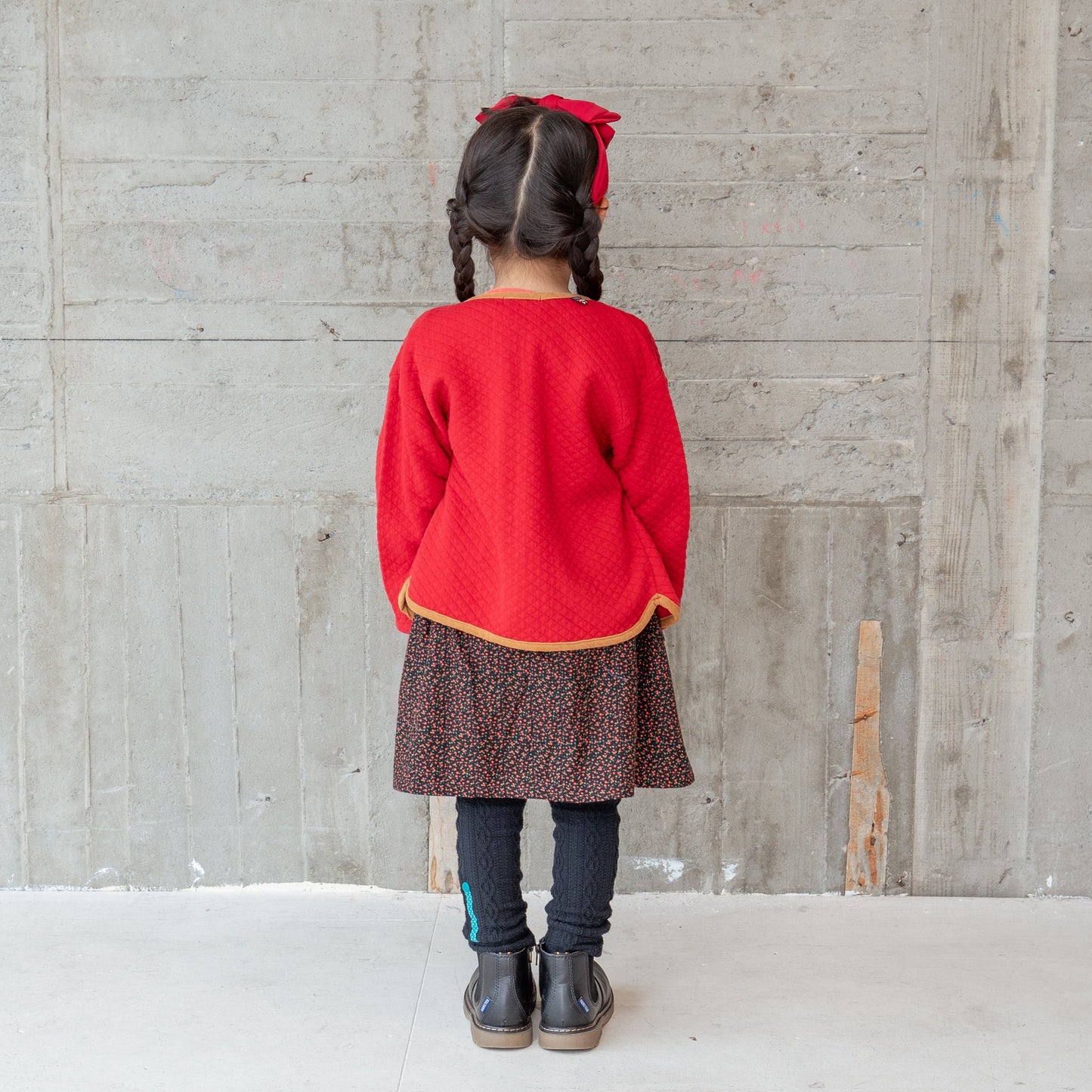 ニットキルトカーディガン RED