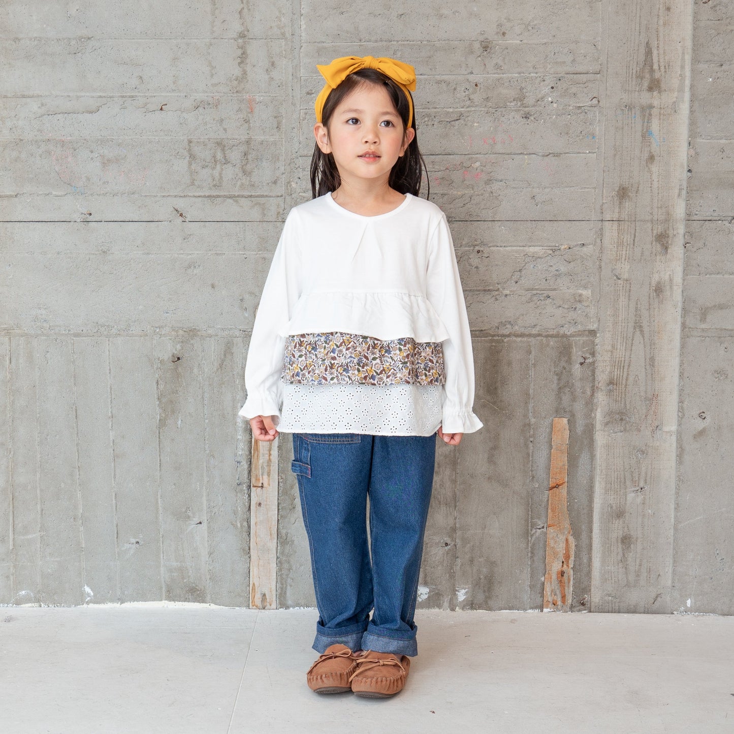 フリル切り替えTシャツ OFF-WHITE