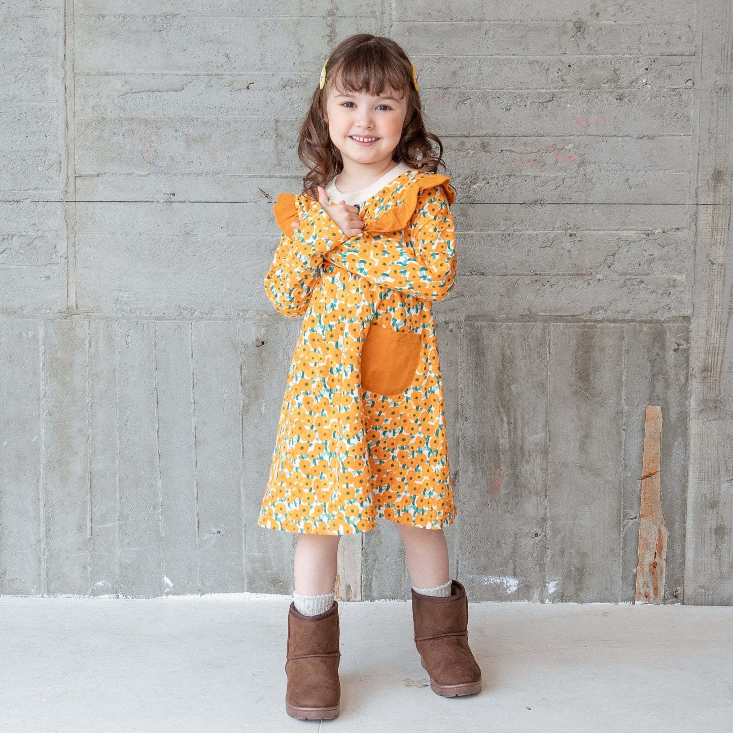 総柄プリントワンピース ORANGE
