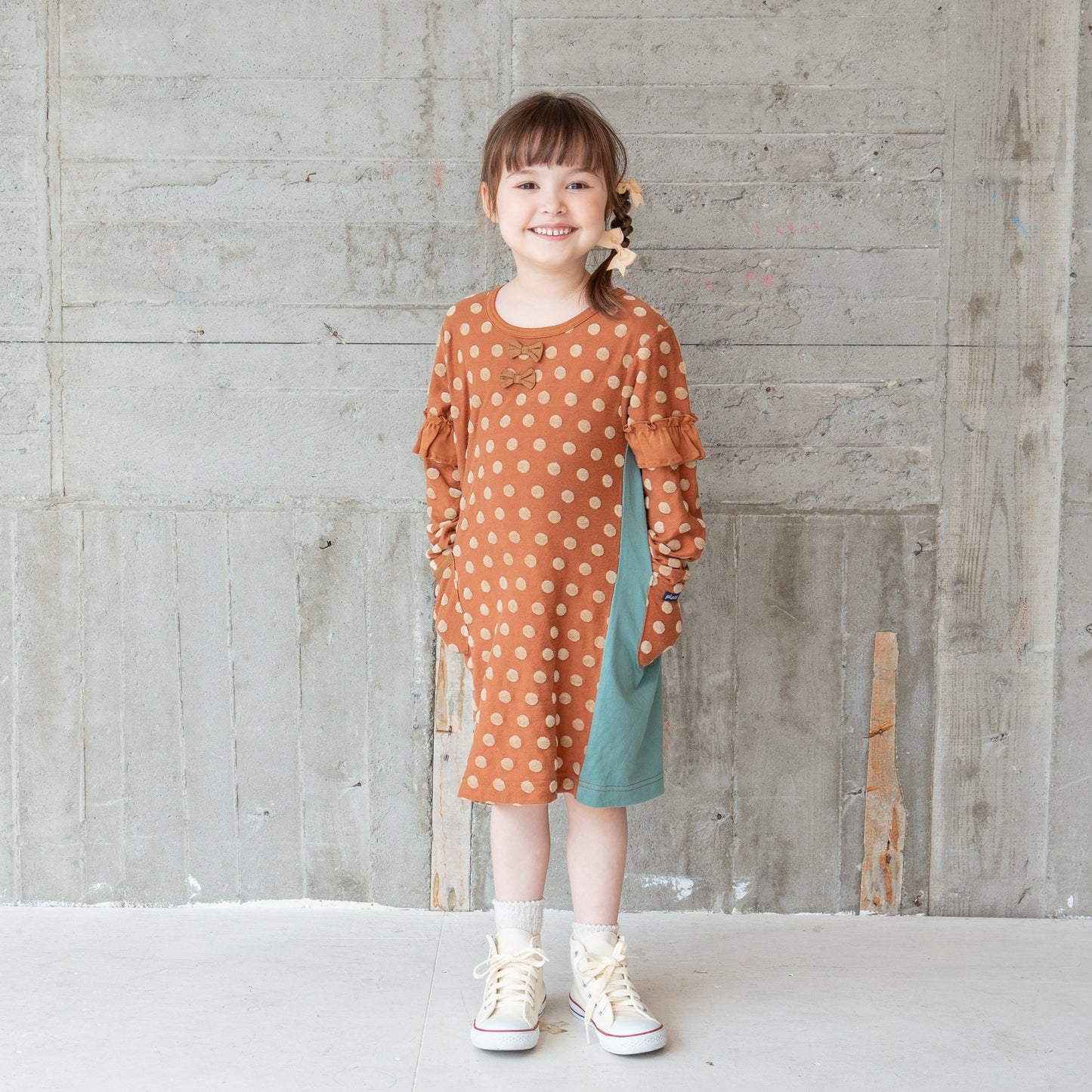 ジャガードドットワンピース BROWN