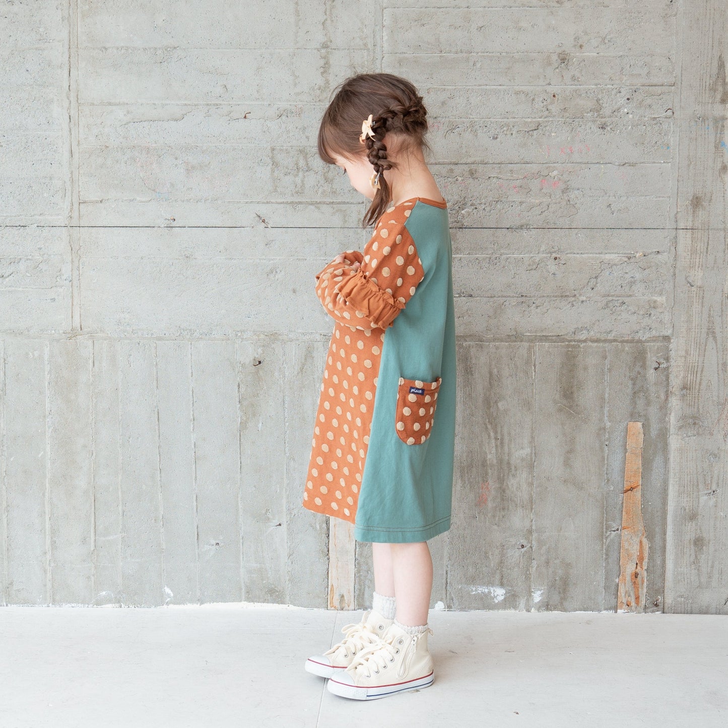 ジャガードドットワンピース BROWN