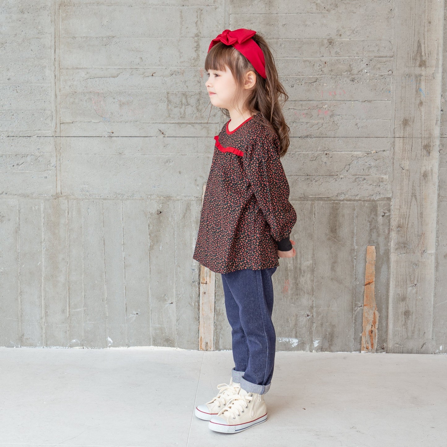 プリントチュニックブラウス RED