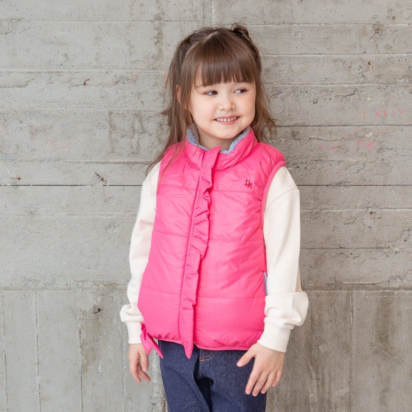 リバーシブルリボンナイロンベスト PINK
