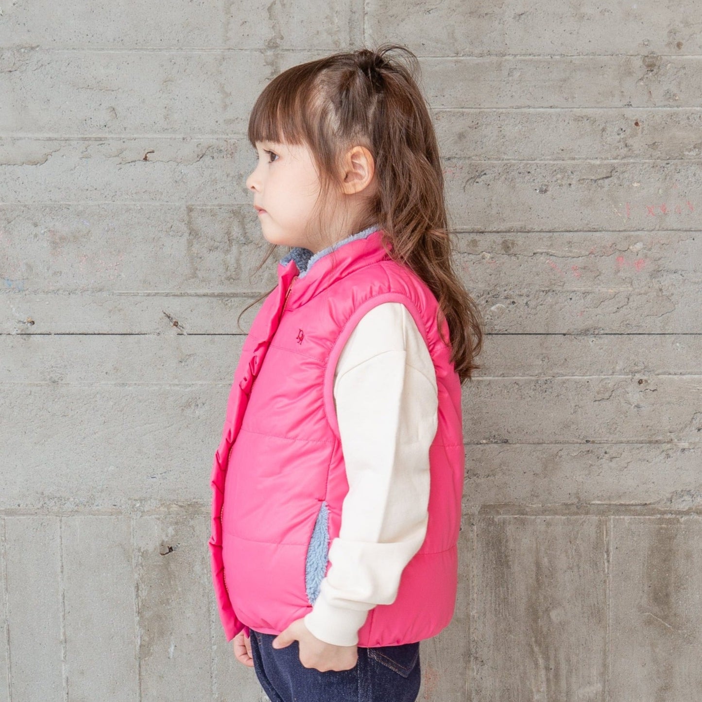 リバーシブルリボンナイロンベスト PINK