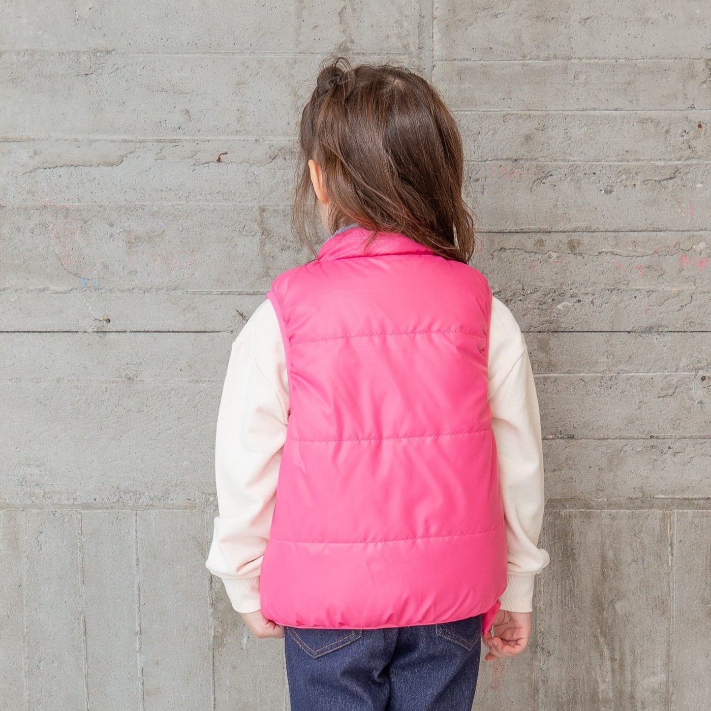 リバーシブルリボンナイロンベスト PINK
