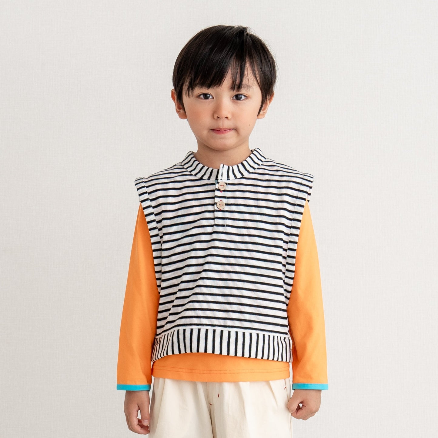 ロンT&ボーダーベストセット OFF-WHITE