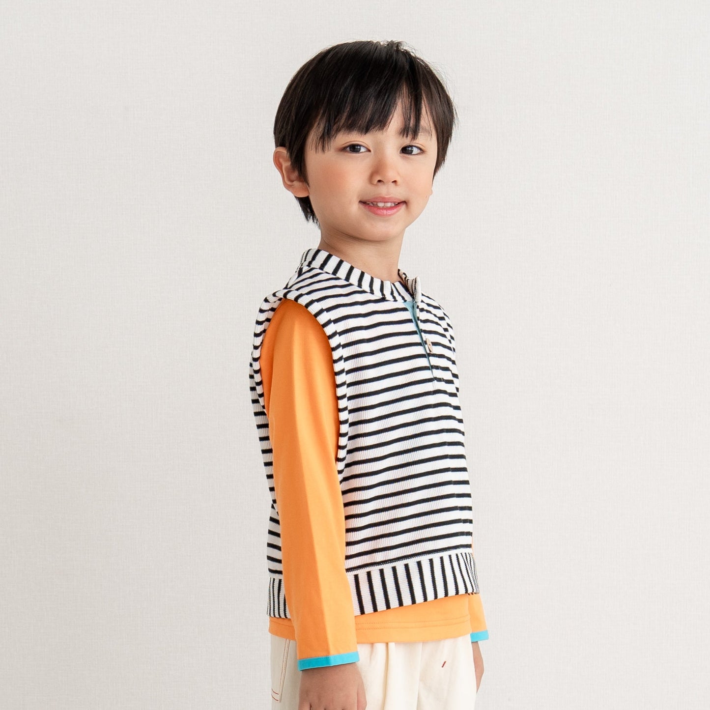 ロンT&ボーダーベストセット OFF-WHITE