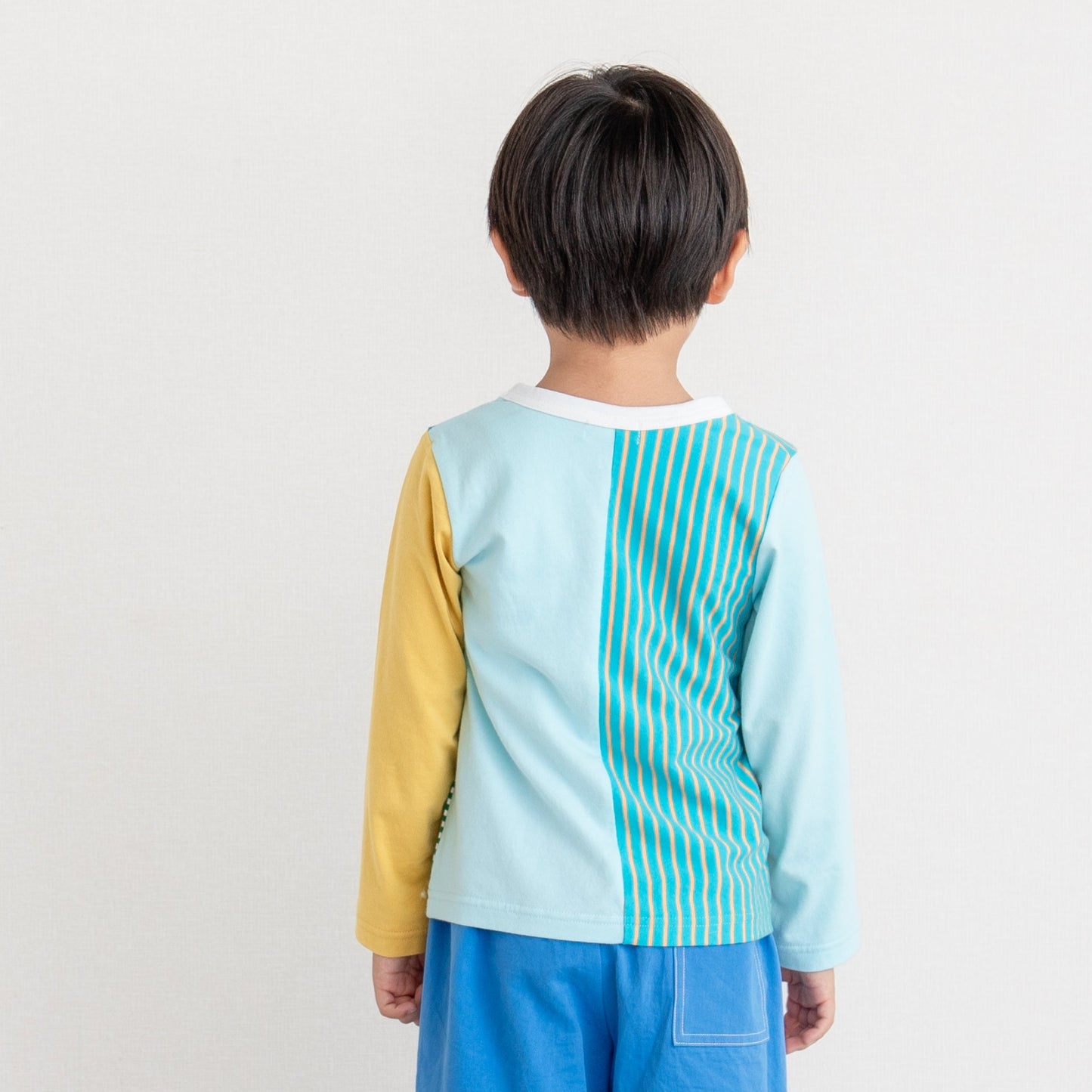 パッチワークボーダーTシャツ GREEN