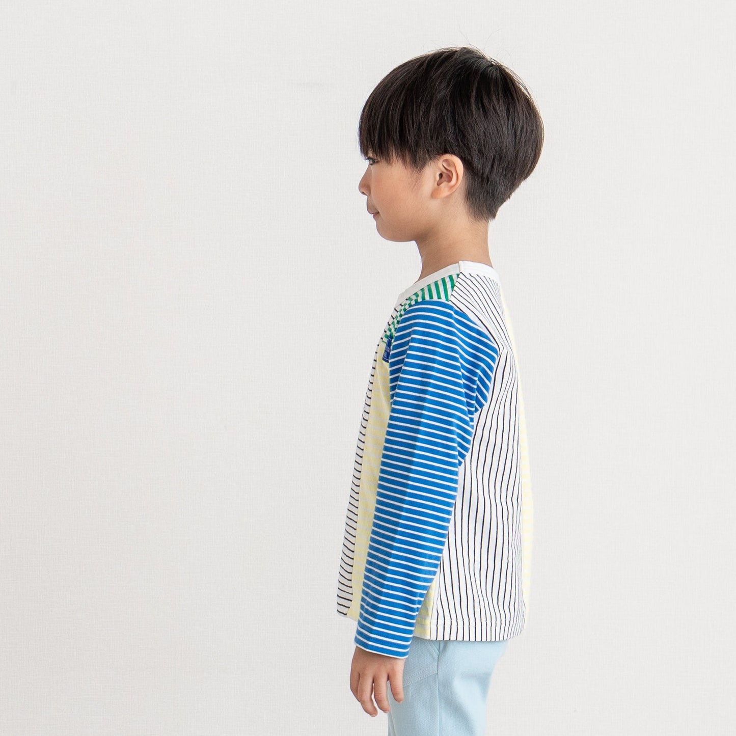 パッチワークボーダーTシャツ OFF-WHITE