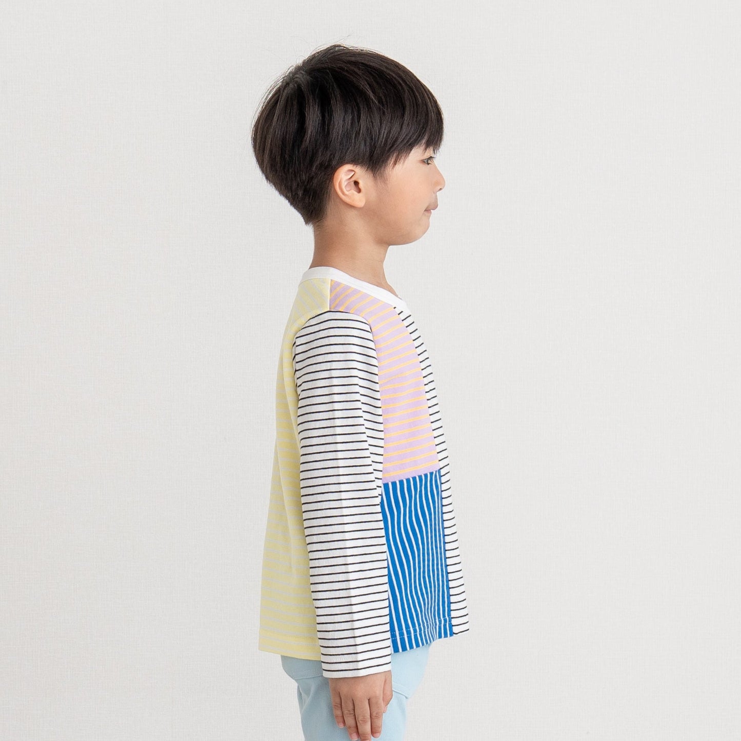 パッチワークボーダーTシャツ OFF-WHITE