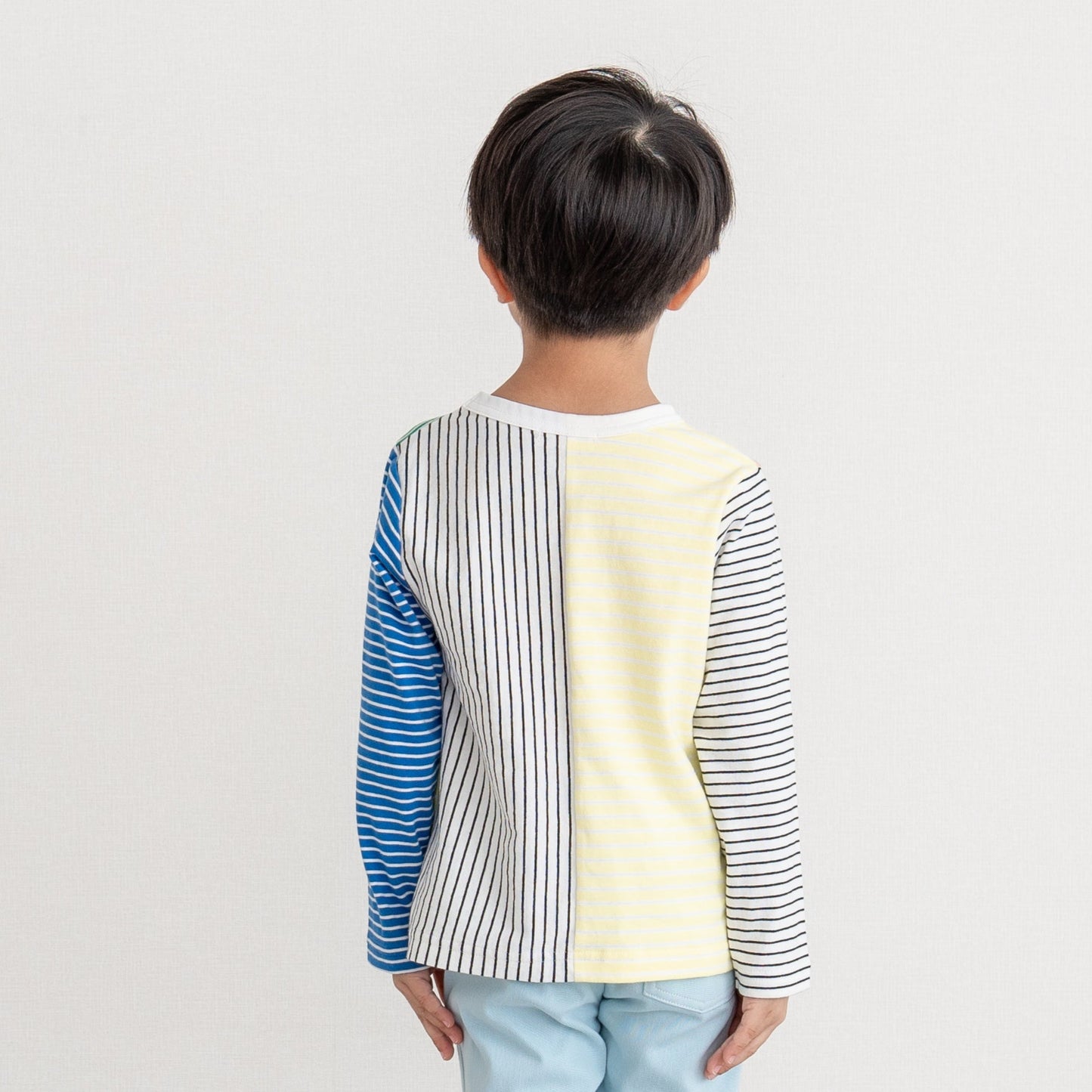 パッチワークボーダーTシャツ OFF-WHITE