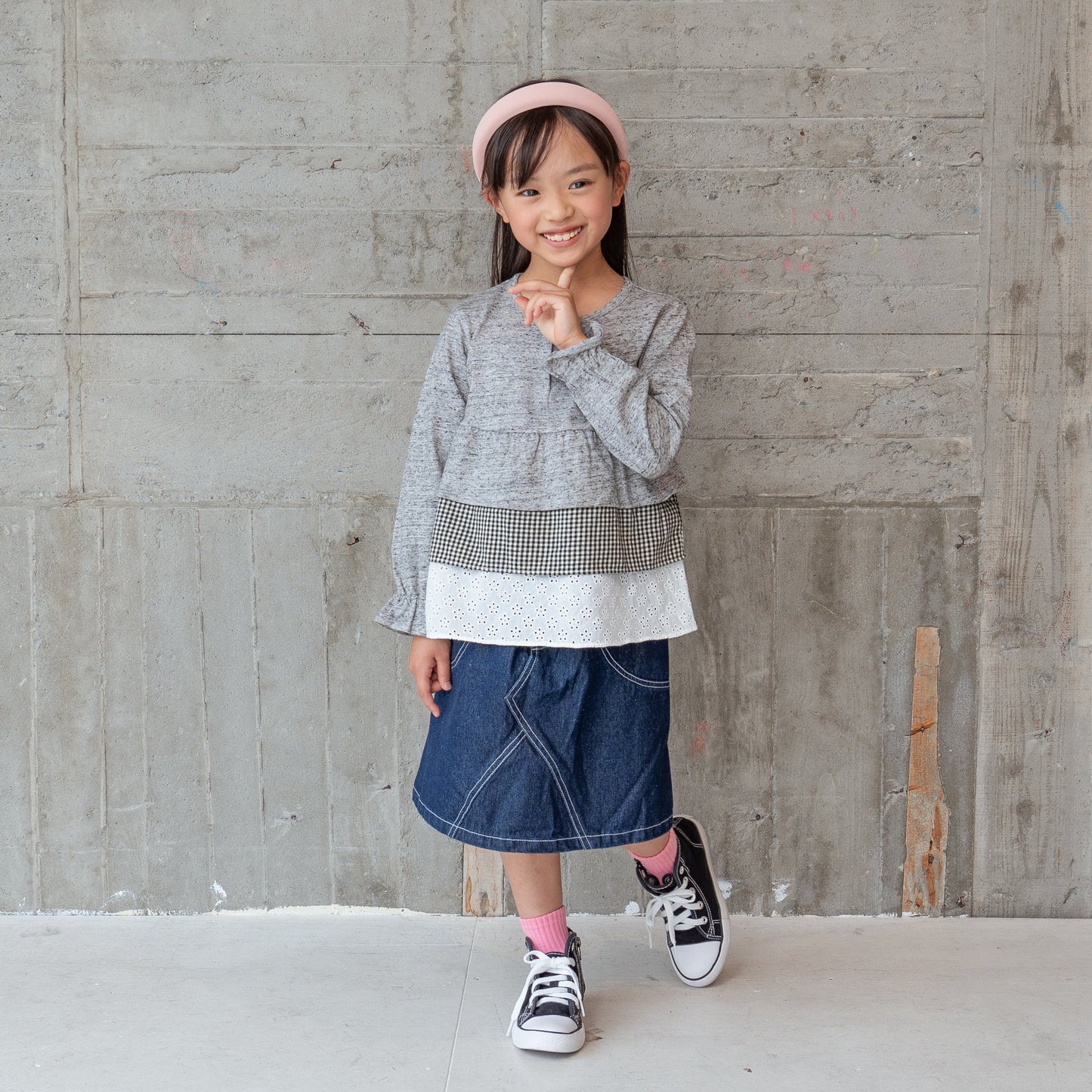 フリル切り替えTシャツ GREY