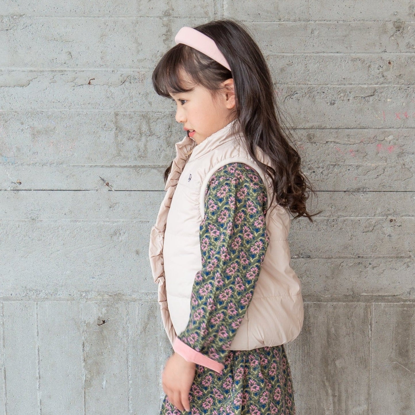 リバーシブルリボンナイロンベスト BEIGE