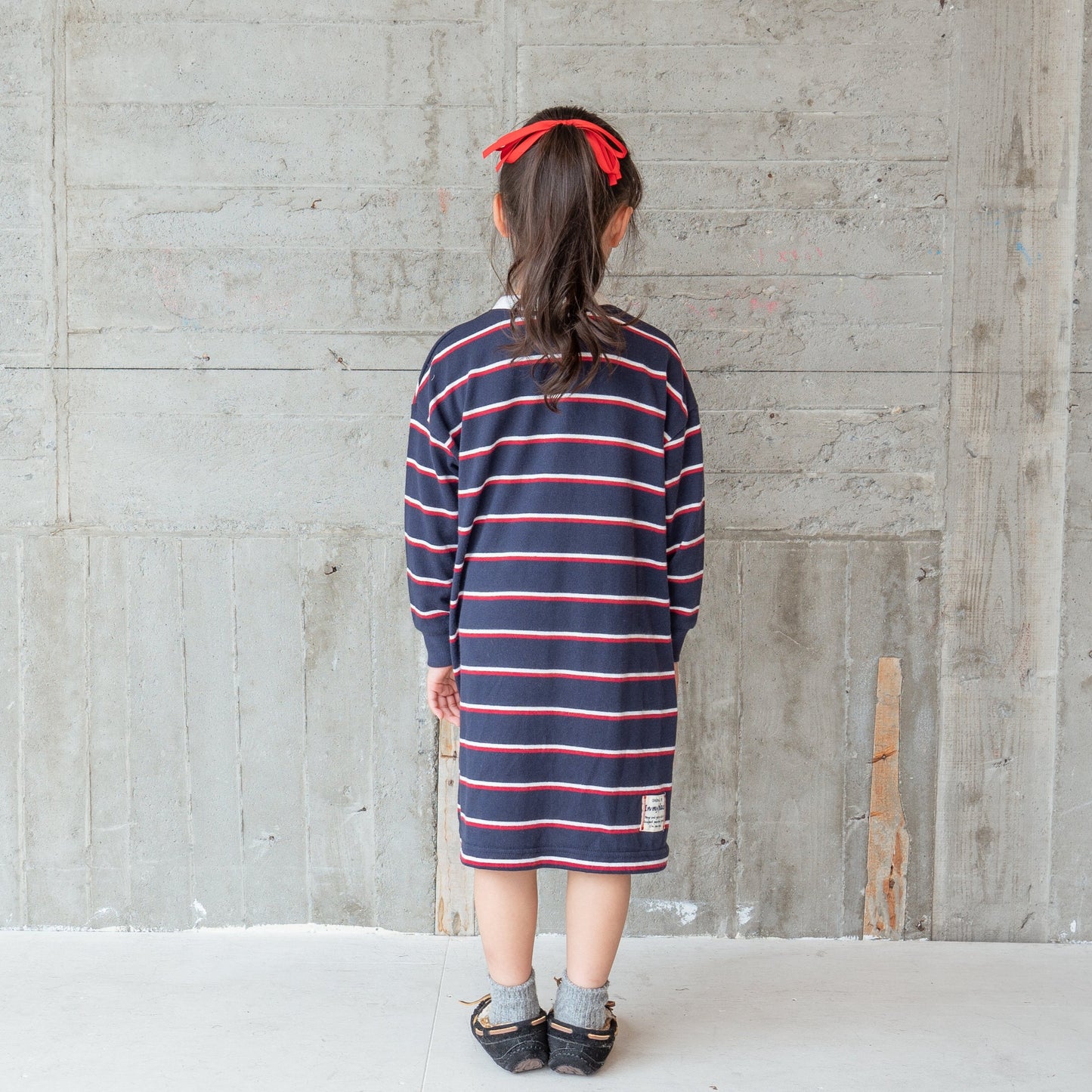 ノーカラーラガーシャツワンピース NAVY