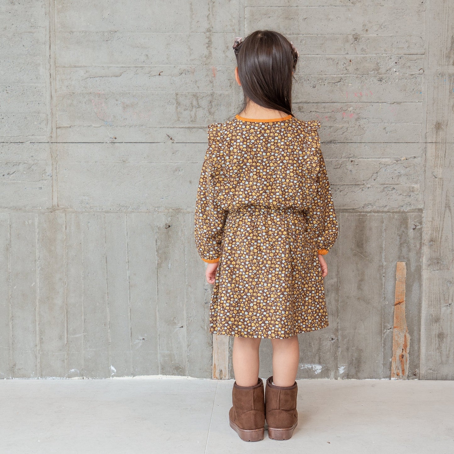 プリントブラウジングドレス BROWN