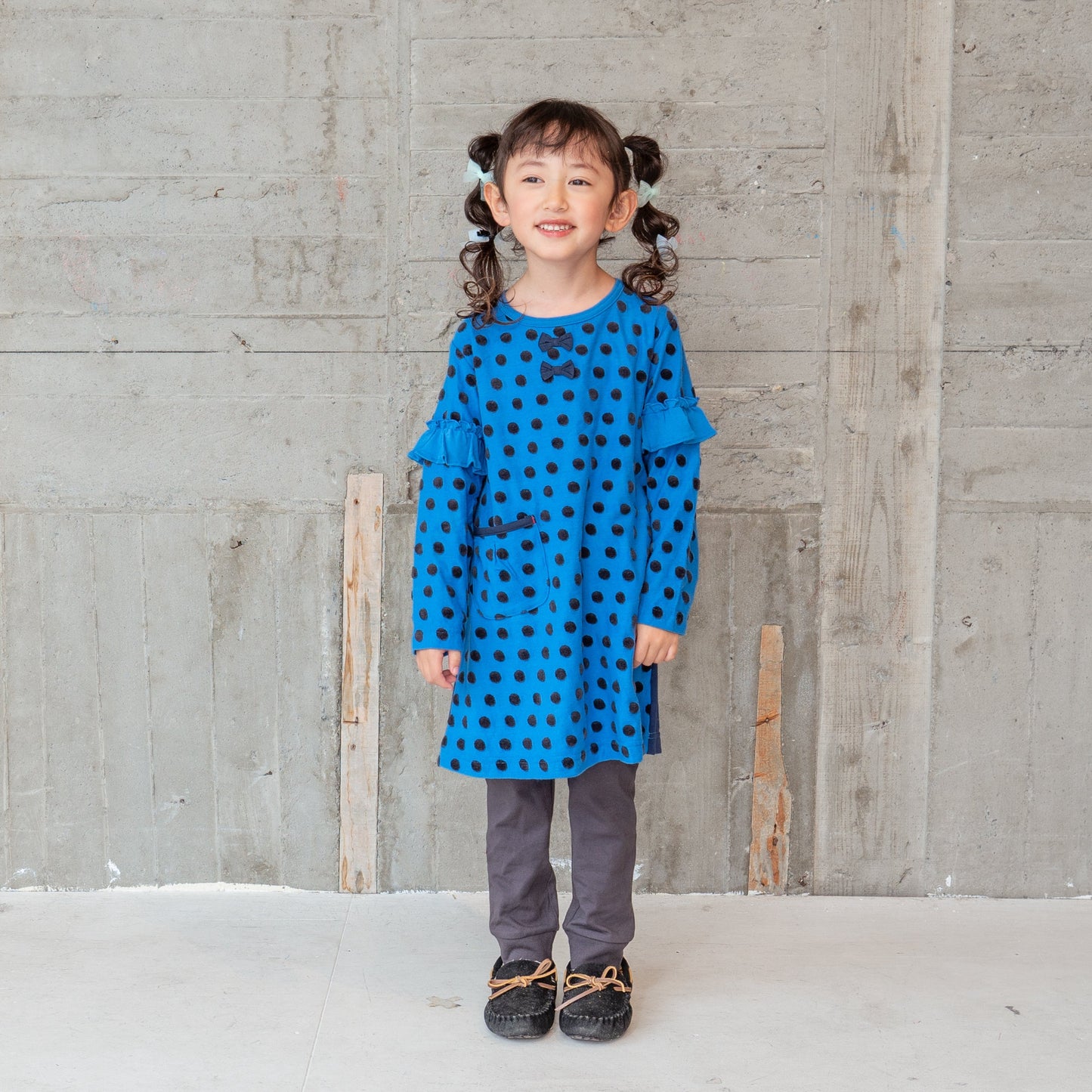 ジャガードドットワンピース BLUE
