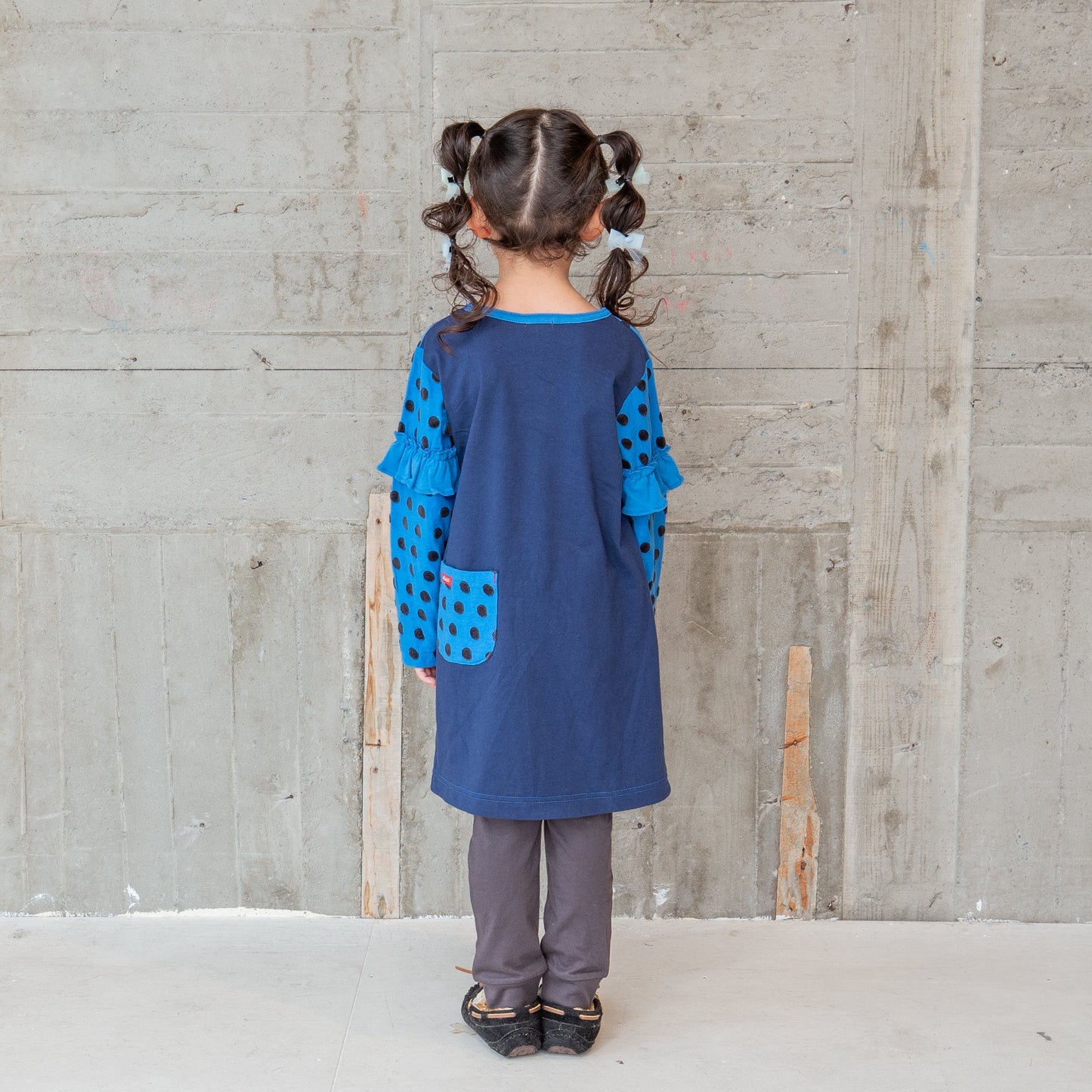 ジャガードドットワンピース BLUE
