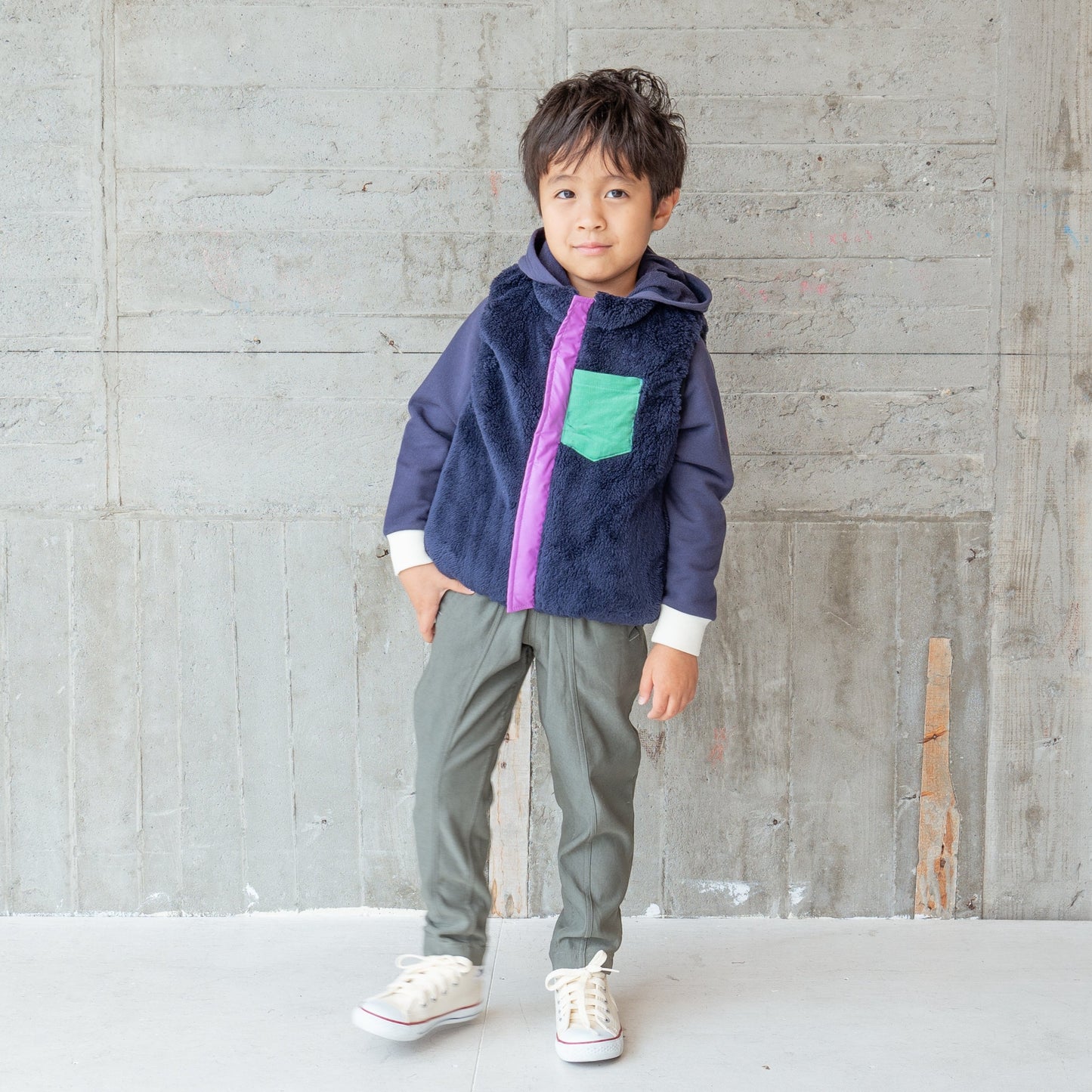 リバーシブル切り替えナイロンベスト PURPLE