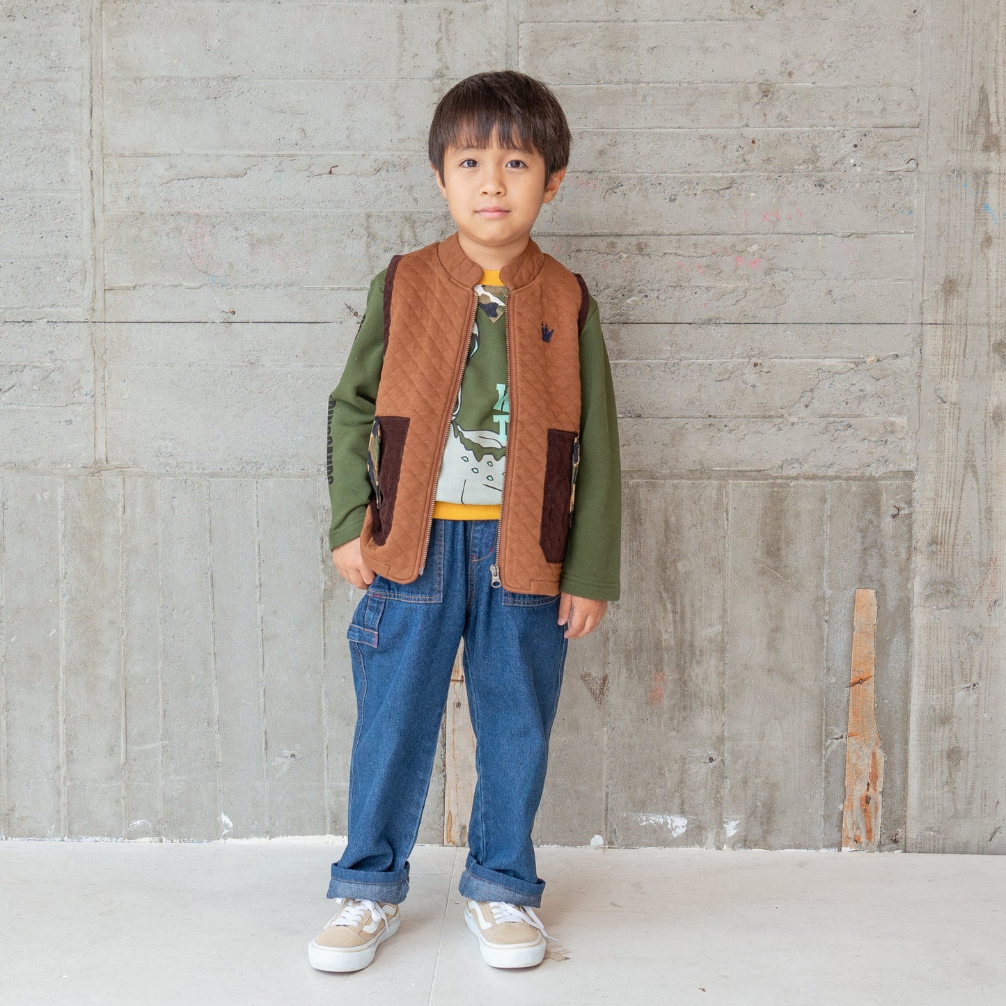 ニットキルトベスト BROWN