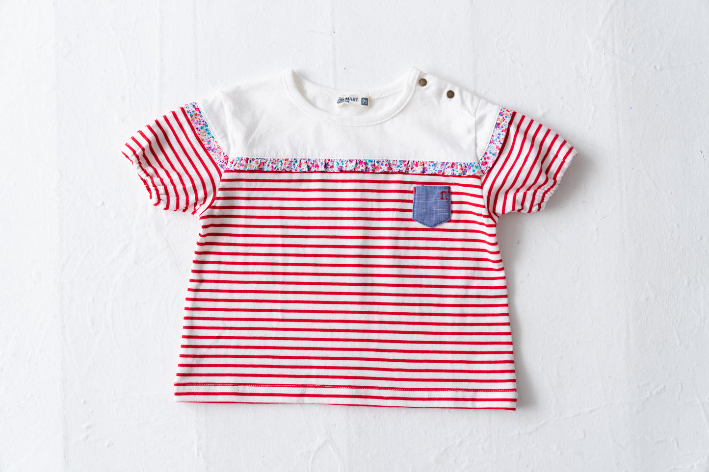 切り替えボーダーTシャツ RED