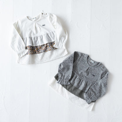 フリル切り替えTシャツ GREY