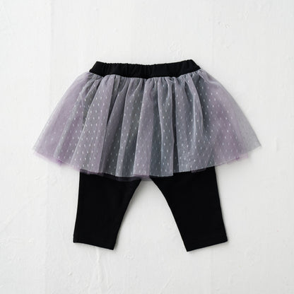 ネックレスプリントTシャツ＆チュールスカート付きレギンス PURPLE