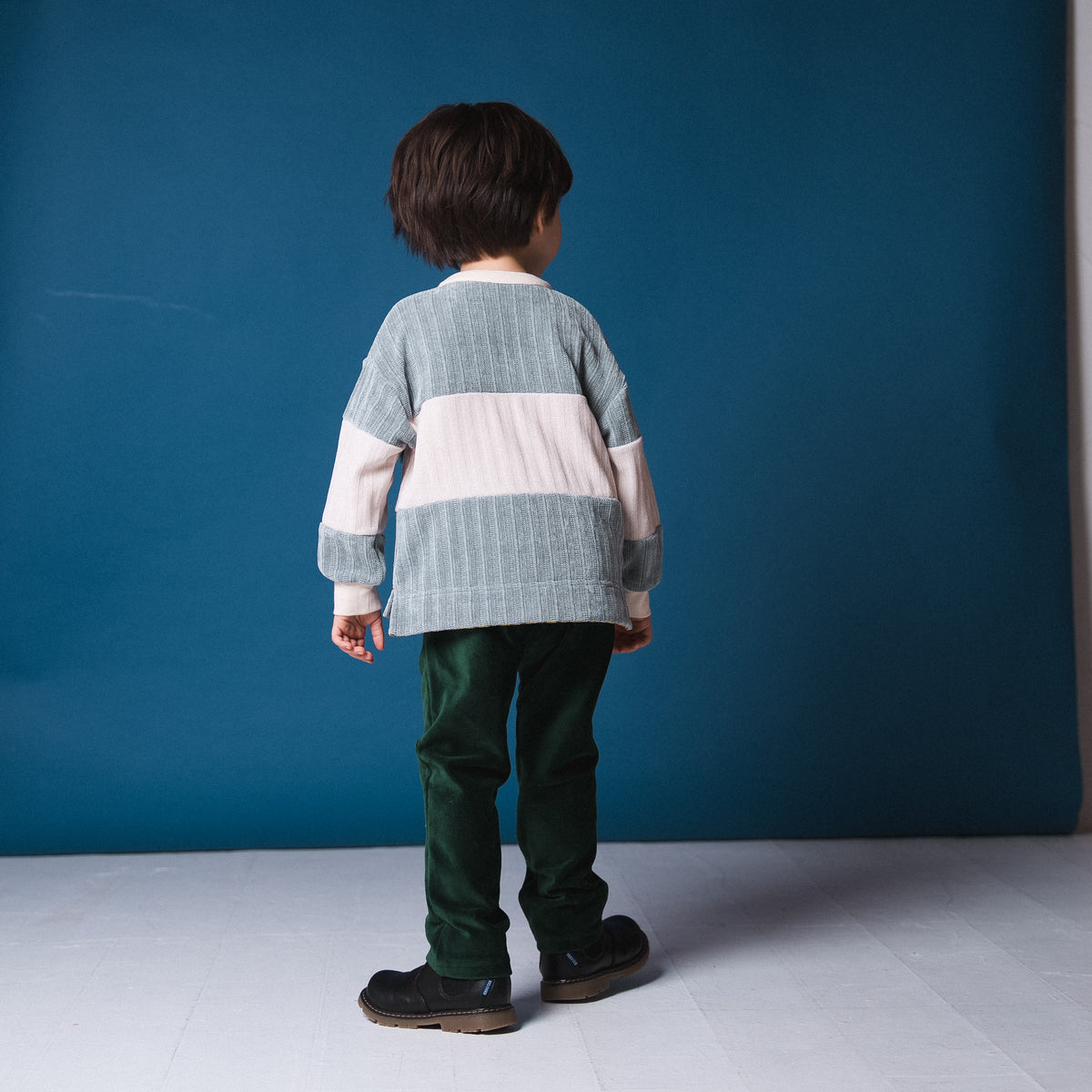 ヘンリーネックモールニットトレーナー　GRAY
