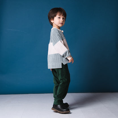 ヘンリーネックモールニットトレーナー　GRAY