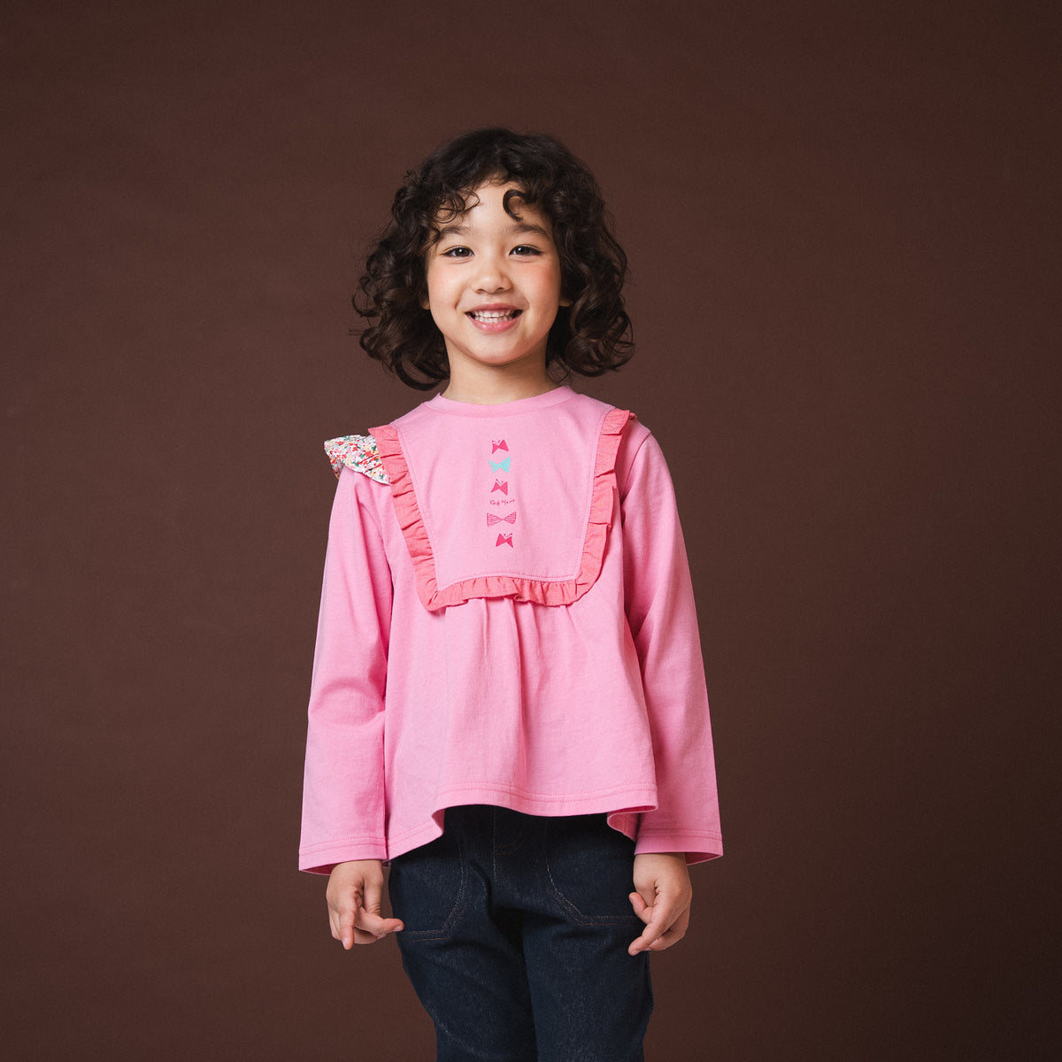リボンフリルTシャツ　PINK