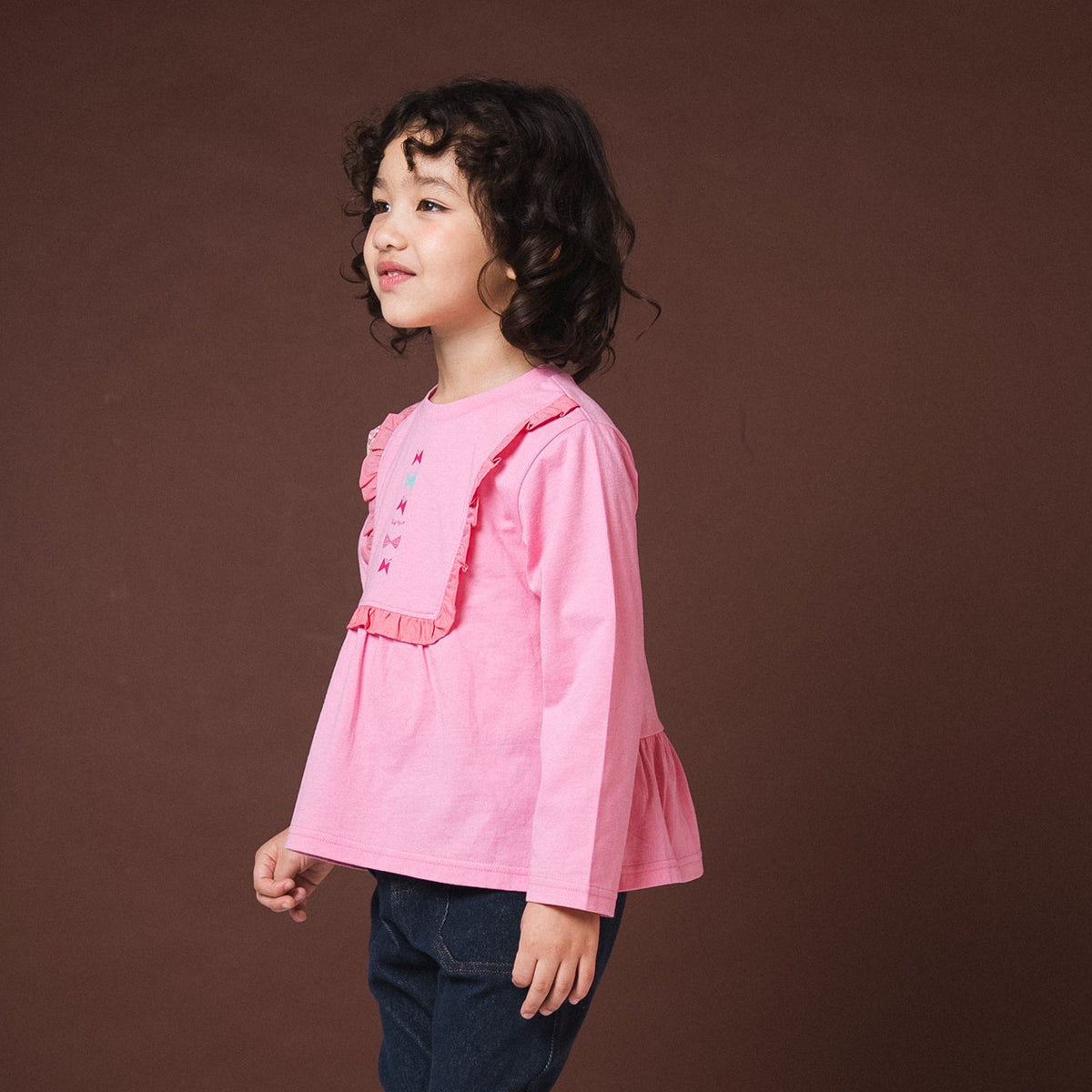 リボンフリルTシャツ　PINK