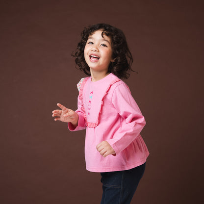 リボンフリルTシャツ　PINK
