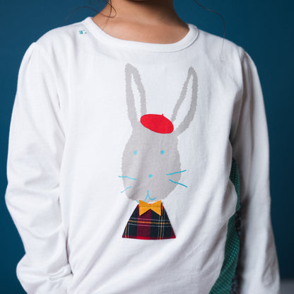 アニマルモチーフTシャツ【ウサギ】　OFF-WHITE