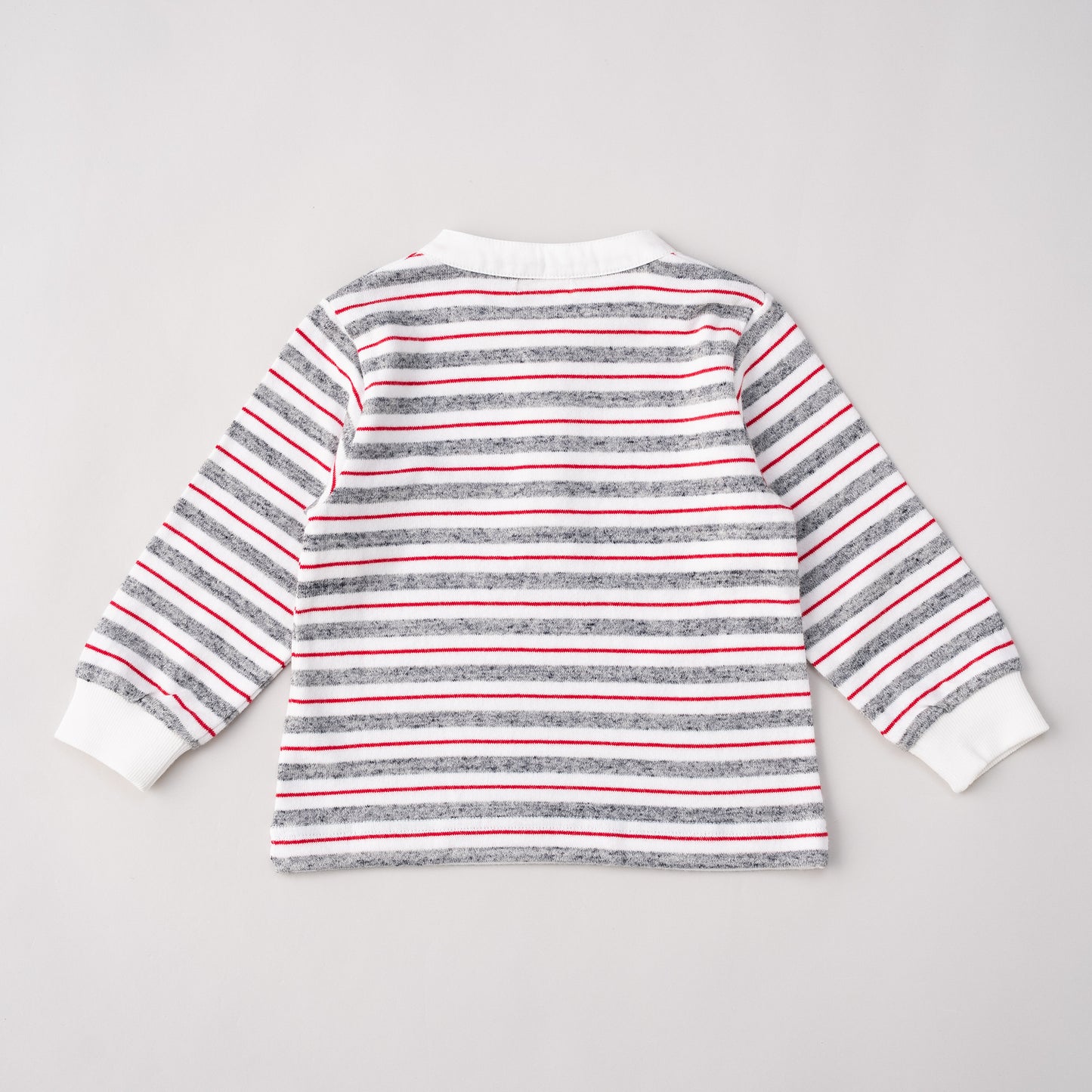 ヘンリーネックボーダーTシャツ　OFF-WHITE