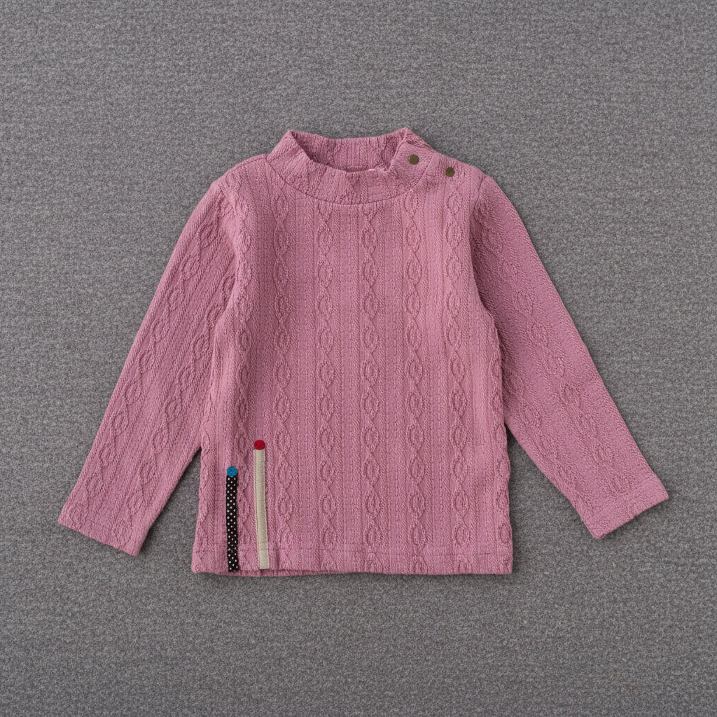 ケーブルニットハイネック　PINK