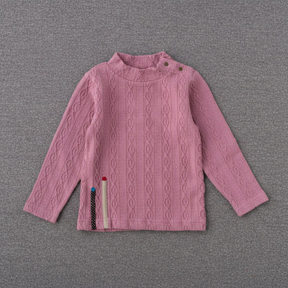 ケーブルニットハイネック　PINK