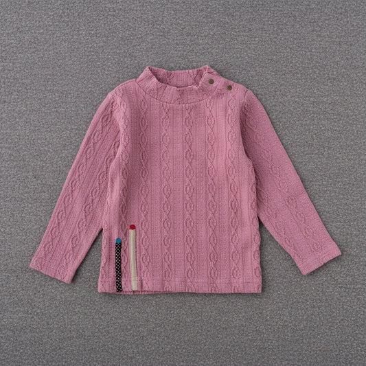 ケーブルニットハイネック　PINK