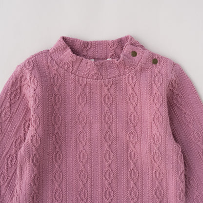 ケーブルニットハイネック　PINK