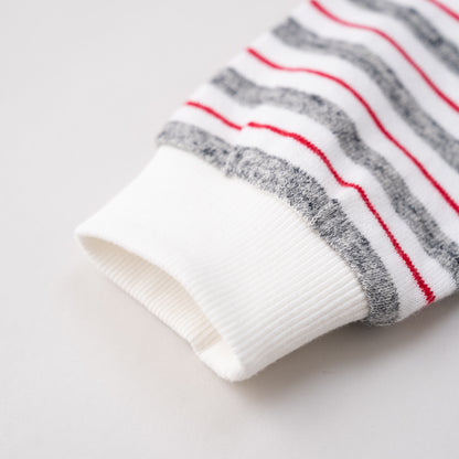 ヘンリーネックボーダーTシャツ　OFF-WHITE