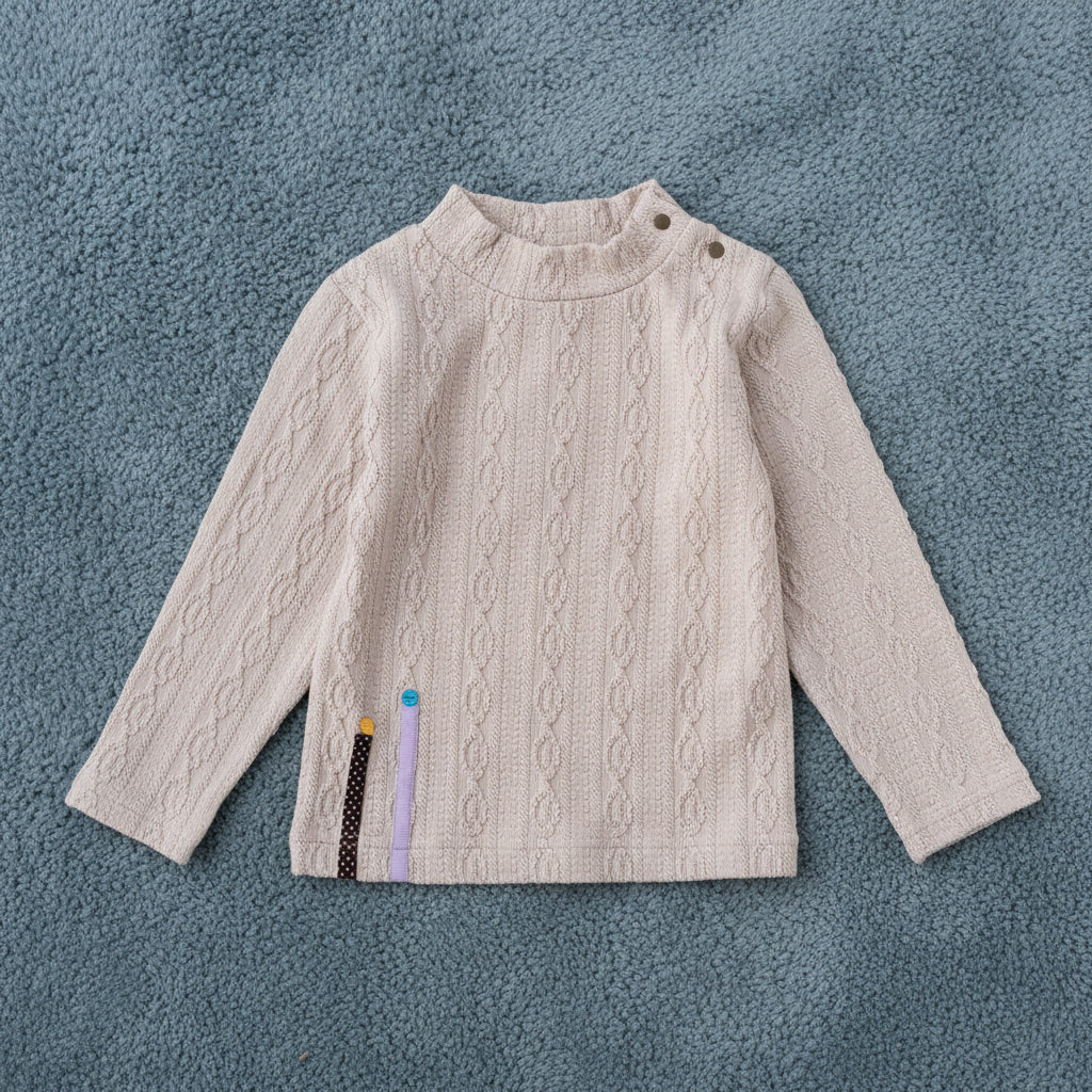ケーブルニットハイネック　BEIGE