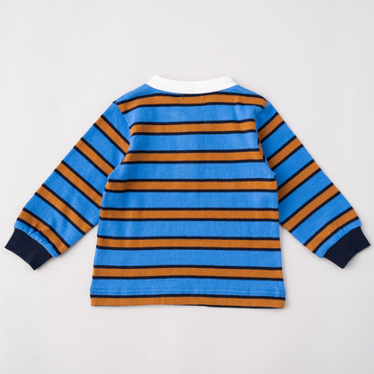 ヘンリーネックボーダーTシャツ　BLUE